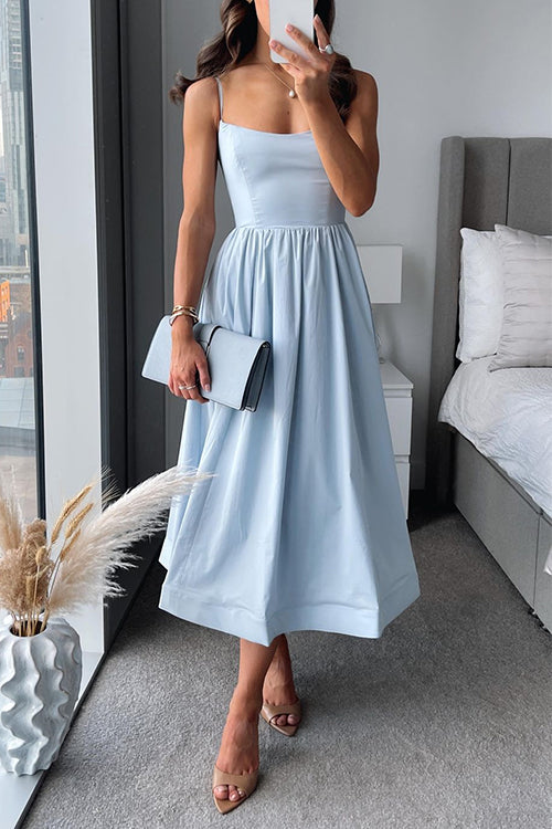 Margovil Spaghetti Strap Waisted A-line Midi Dress – Brigitte&Diane Boutique