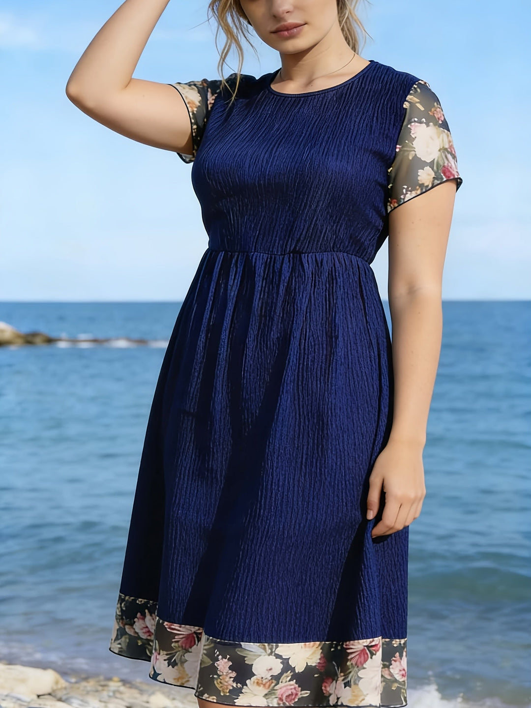 Natalie™ | Plus Size Elegant Floral Hem Dress