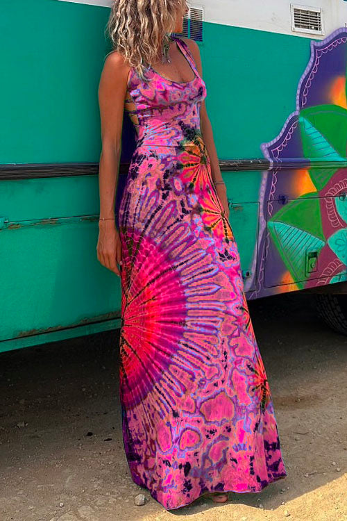 Margovil Strappy Backless Tie Dye Maxi Dress