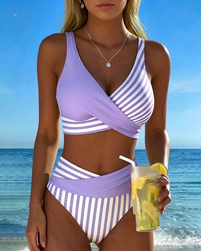 Giulia | Cross-Front Striped Bikini