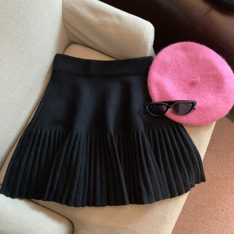 Elastic Waist Pleated Miniskirt