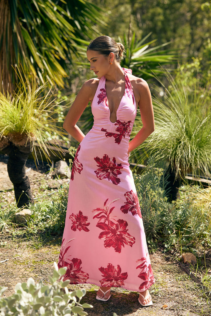 ROWYN DRESS MAXI- PINK AND RED FLORAL