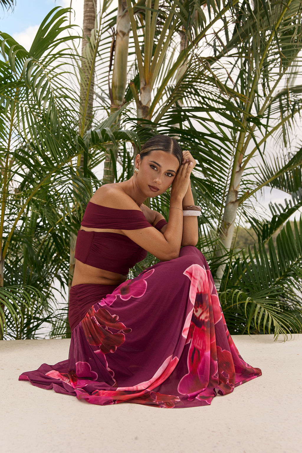 ROSA SET - Burgundy Floral Co-ord Set