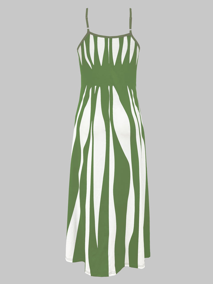 Novaline | Printed V-Neck Thin Strap All-Season Casual Dress