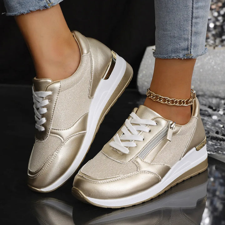New Women's Lace-Up Orthopedic Sneakers with Side Zipper
