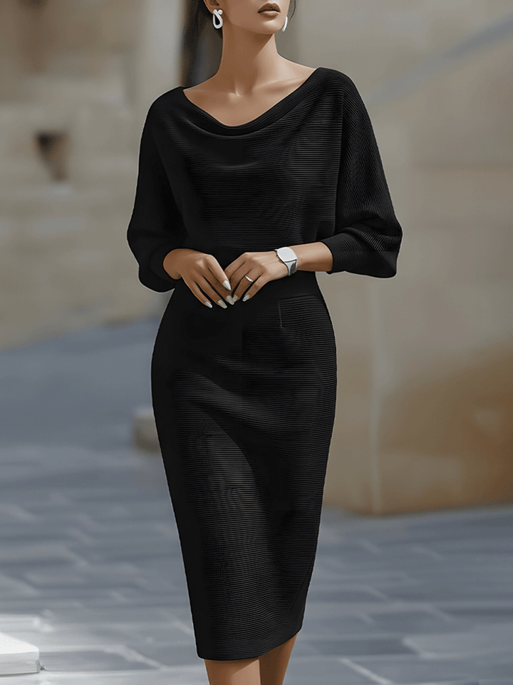 Violet & Grace - White Draped Batwing Midi Dress