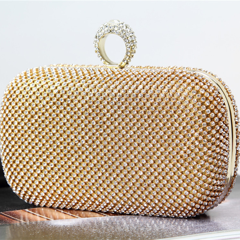Margovil Sparkly Rhinestones Ring Clasp Evening Handbag