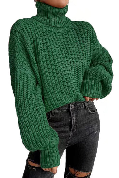 Margovil Turtleneck Drop Shoulder Comfy Pullover Sweater