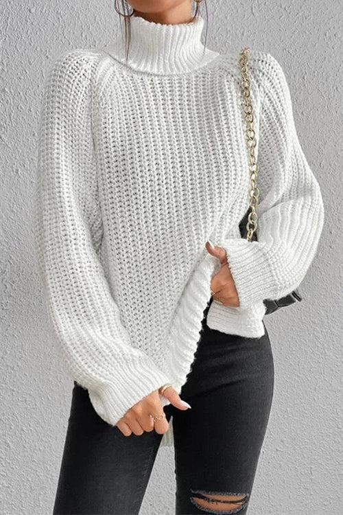 Margovil High Neck Side Slit Pullover Sweater