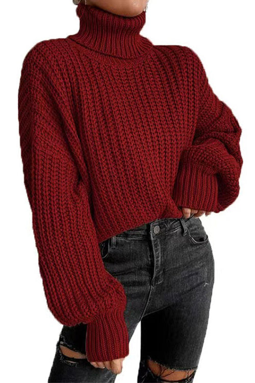 Margovil Turtleneck Drop Shoulder Comfy Pullover Sweater