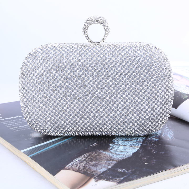 Margovil Sparkly Rhinestones Ring Clasp Evening Handbag