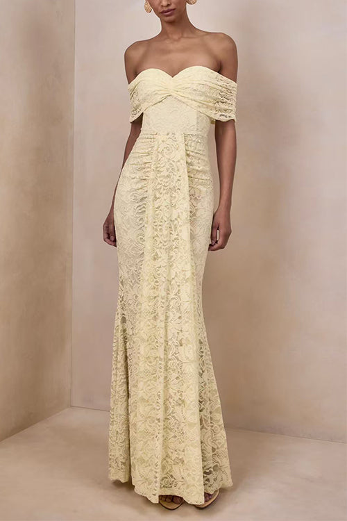 Off Shoulder Lace Mermaid Maxi Dress