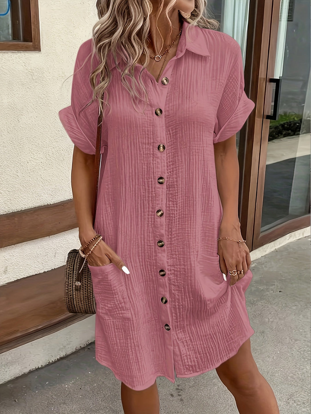 Blanche | Collared Button-Down Breathable Shirt Dress