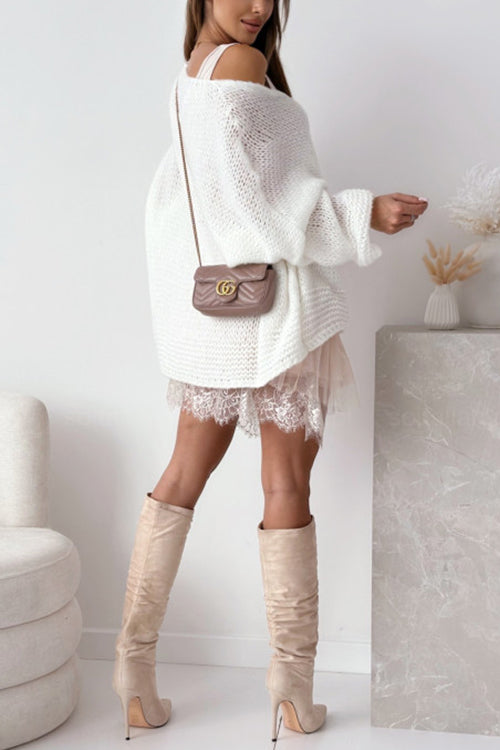 Margovil V Neck Drop Shoulder Slouchy Pullover Sweater