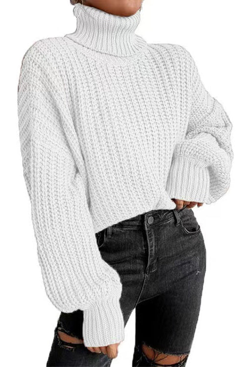 Margovil Turtleneck Drop Shoulder Comfy Pullover Sweater