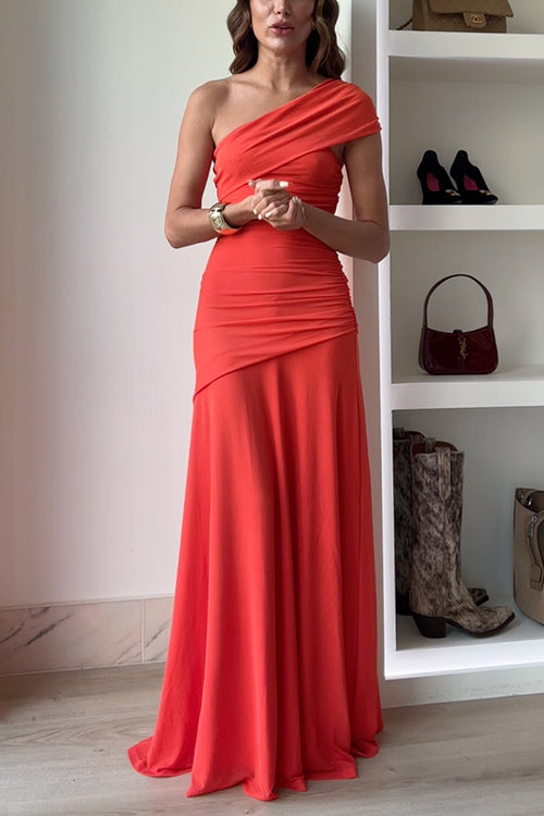 Off Shoulder Ruched Flare Maxi Dress(in 9 Colors!)