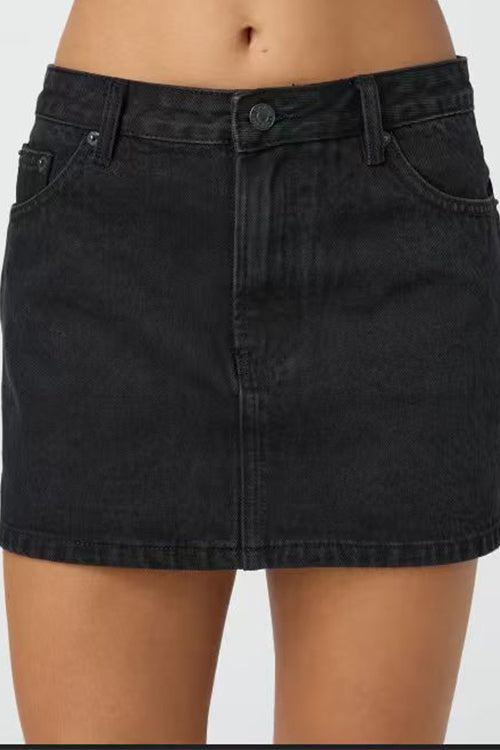Margovil One Button Pocketed Denim Mini Skirt
