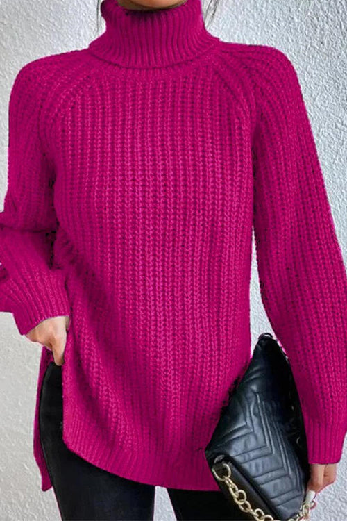 Margovil High Neck Side Slit Pullover Sweater