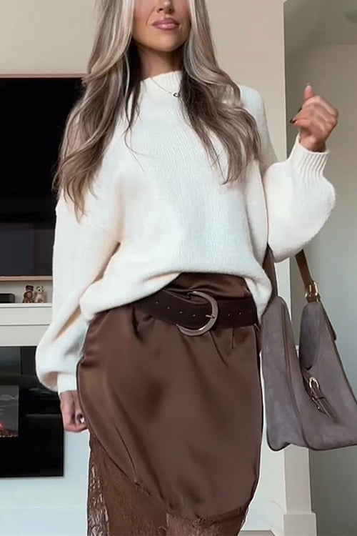 Margovil Drop Shoulder Lantern Long Sleeves Comfy Pullover Sweater