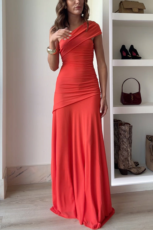 Off Shoulder Ruched Flare Maxi Dress(in 9 Colors!)
