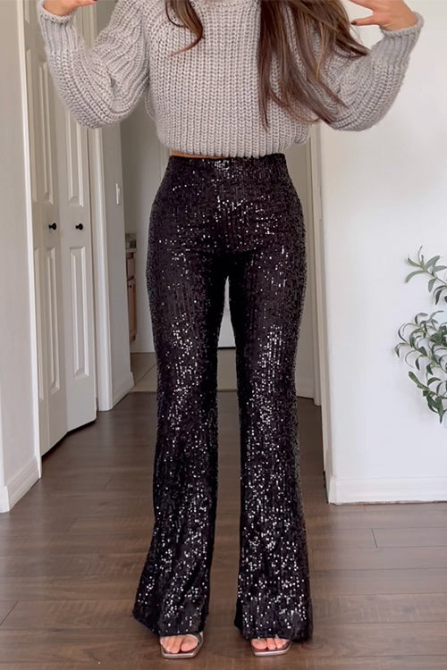 Margovil High Rise Sequin Bell Bottom Pants
