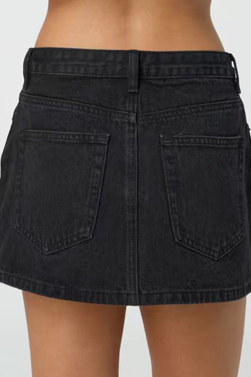 Margovil One Button Pocketed Denim Mini Skirt