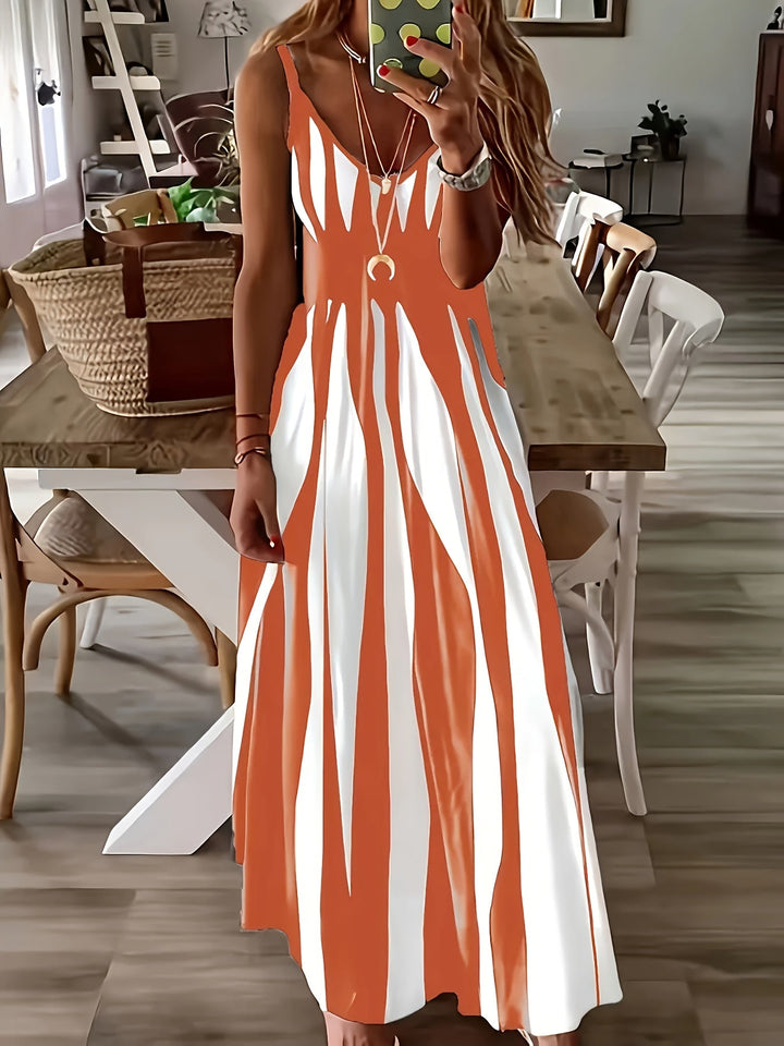 Novaline | Printed V-Neck Thin Strap All-Season Casual Dress