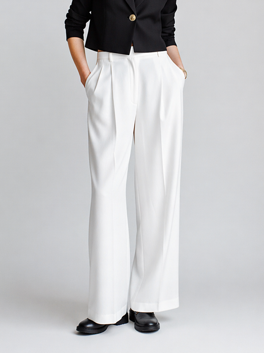 Women's Modern Minimalist Commuter-Style Black And White Suit Set MDZ2111D7ZJW