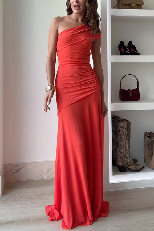 Off Shoulder Ruched Flare Maxi Dress(in 9 Colors!)