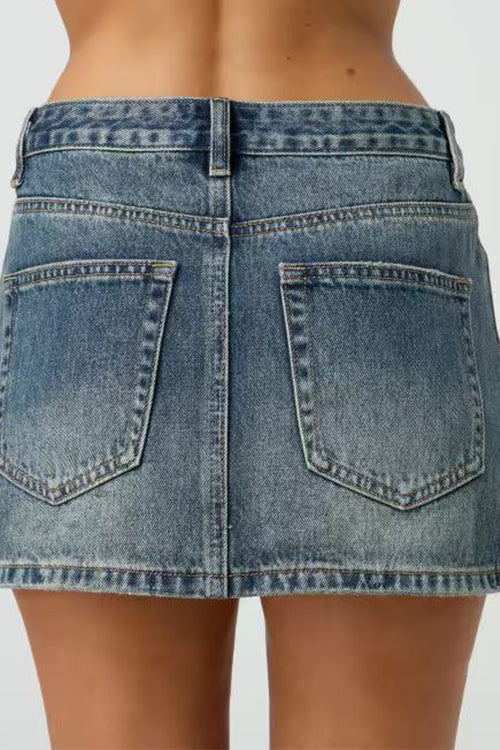 Margovil One Button Pocketed Denim Mini Skirt