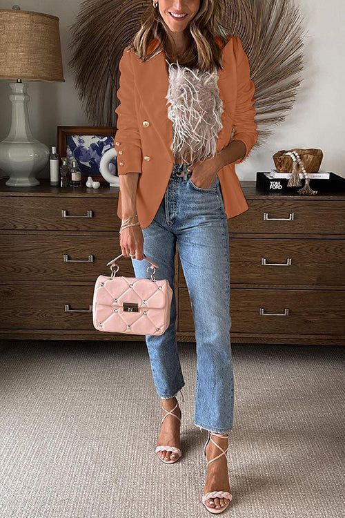 Margovil Lapel Double Breasted Open Front Blazer Jacket