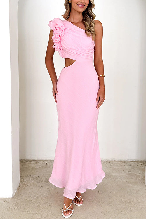 Margovil Frill One Shoulder Sleeveless Cut Out Maxi Dress