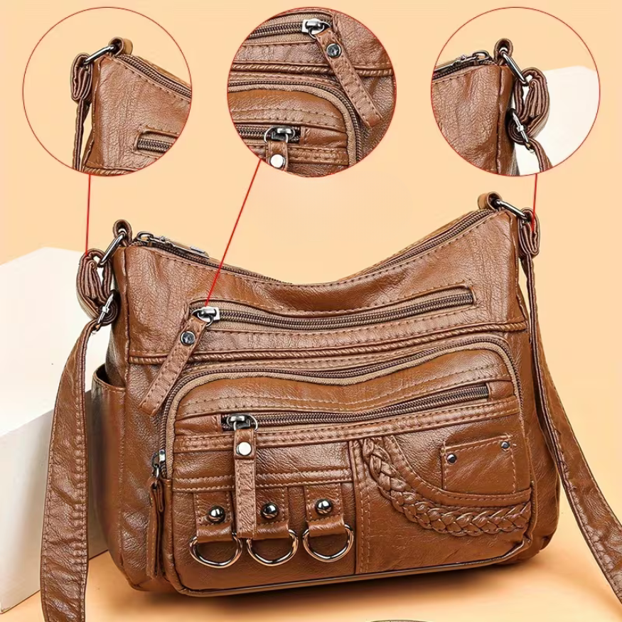 Elara | Everything inside, nothing forgotten — Spacious Leather Shoulder Bag