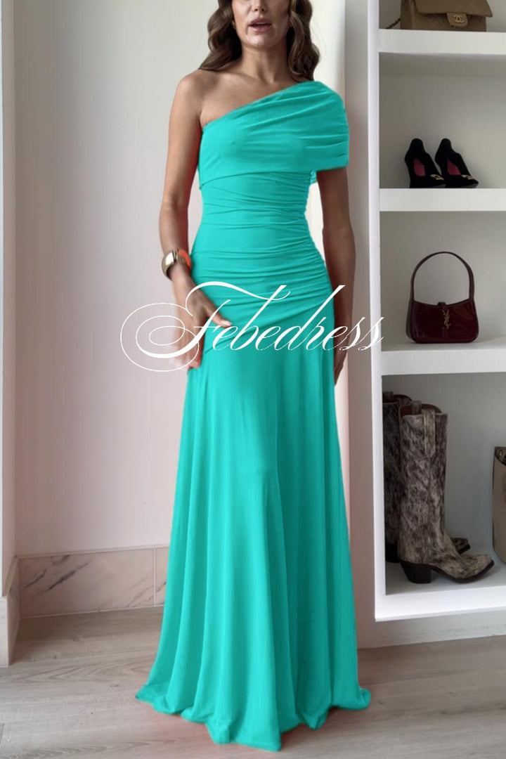 Off Shoulder Ruched Flare Maxi Dress(in 9 Colors!)