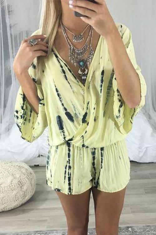 Margovil Tie Dye Wrap Front Rompers