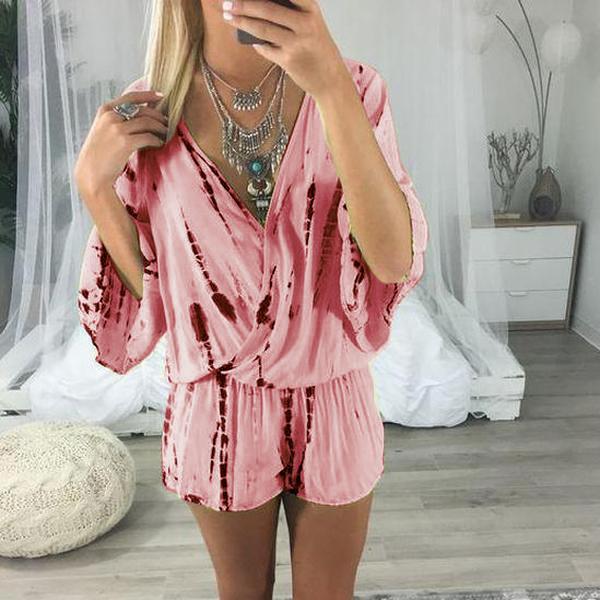 Margovil Tie Dye Wrap Front Rompers