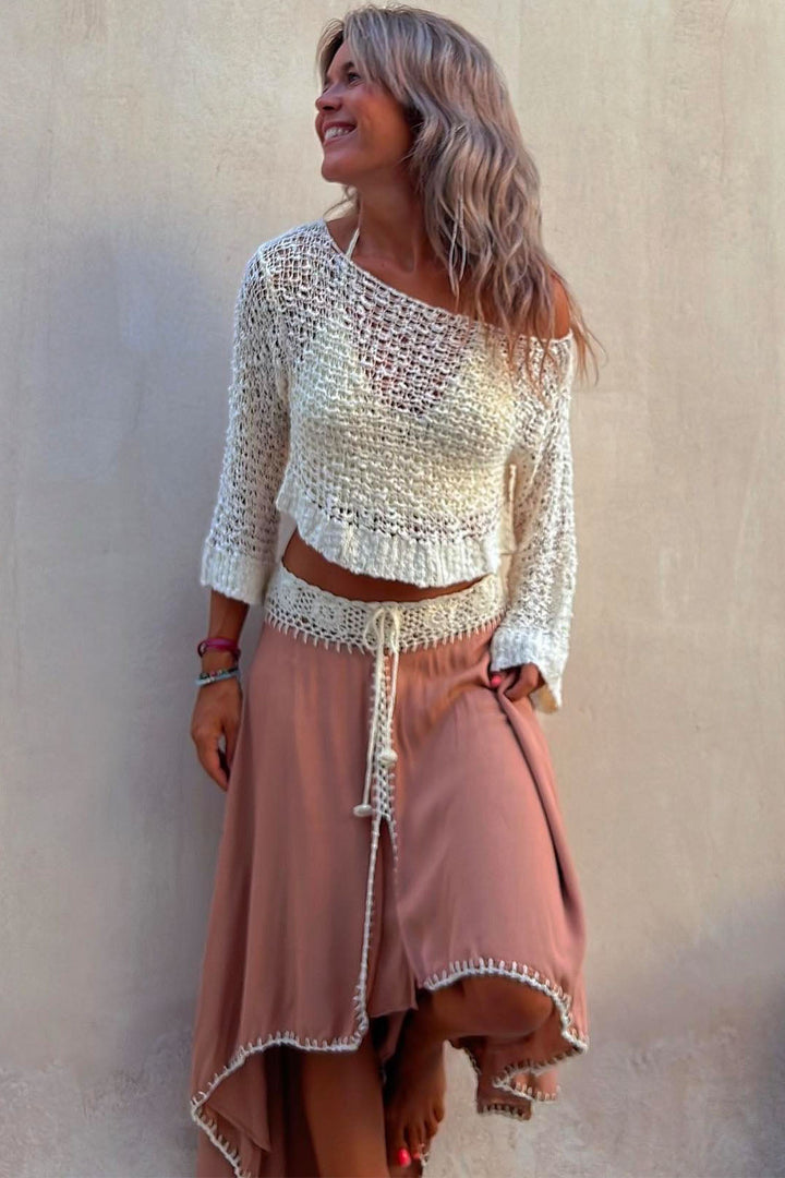 Margovil Long Sleeve Hollow Out Cropped Sweater