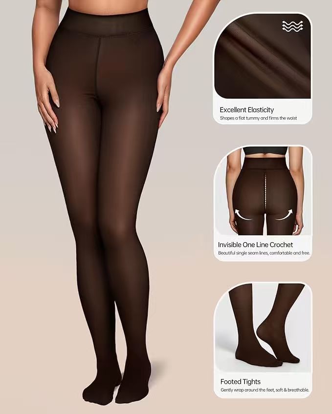 Margovil High Waist Fleece Lined Winter Thermal Pantyhose