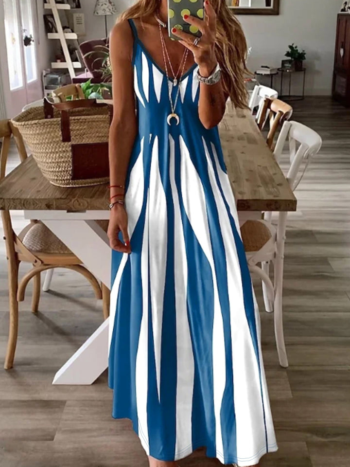 Novaline | Printed V-Neck Thin Strap All-Season Casual Dress