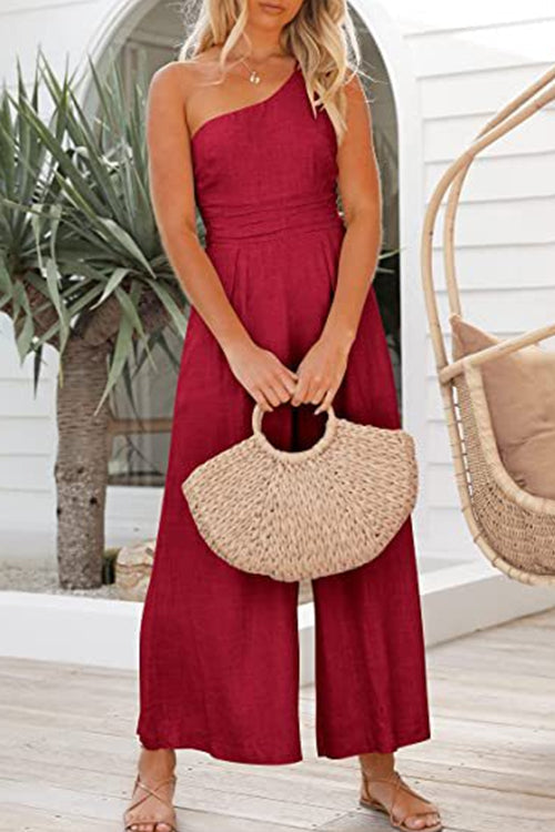 Margovil One Shoulder Sleeveless Wide Leg Jumpsuit