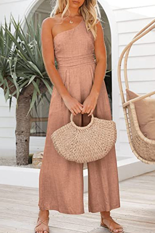 Margovil One Shoulder Sleeveless Wide Leg Jumpsuit