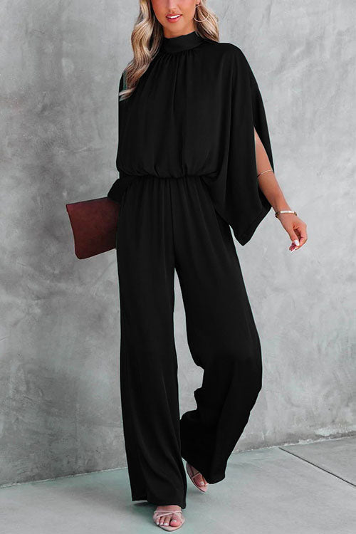 Margovil  Stand Collar Slit Sleeve Waisted Wide Leg Jumpsuits( in 5 Colors)
