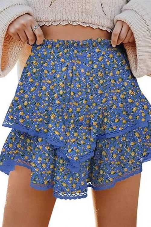 Margovil Elastic Waist Ruffle Layered Mini Skirt