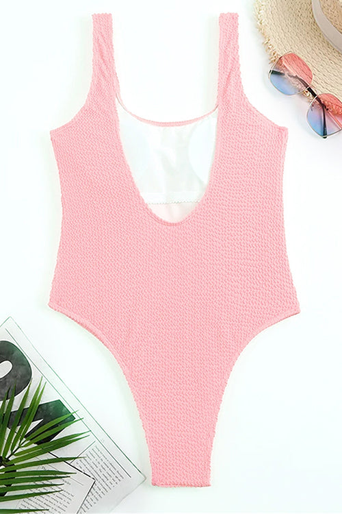 Margovil Low Back High Cut Crinkle One Piece Swimsuit