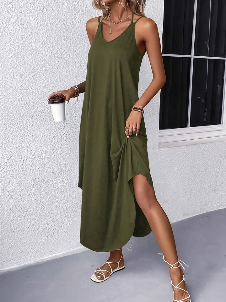 Suspenda | Solid Color Loose Long Vest Suspender Dress
