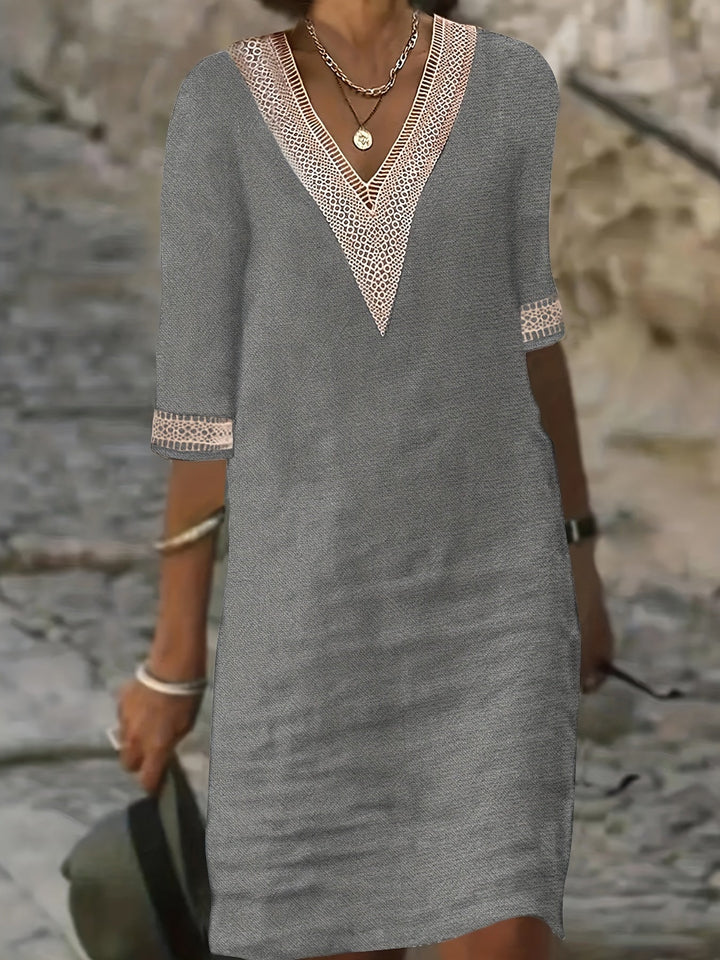 Dentelle | V-Neck Lace Short Sleeve Dress