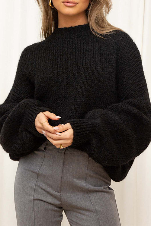 Margovil Drop Shoulder Lantern Long Sleeves Comfy Pullover Sweater
