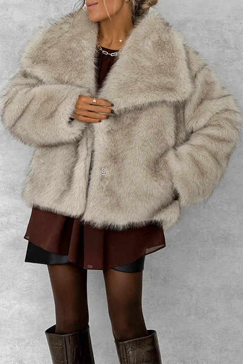 Margovil Collared Open Front Winter Faux Fur Coat