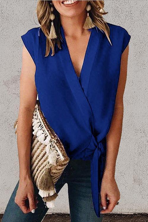 Margovil Wrap V Neck Solid Top