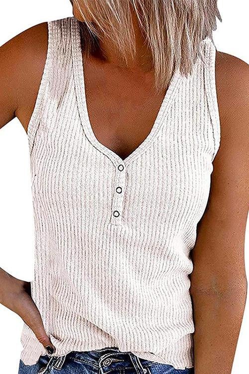 Margovil Carrie V Neck Buttons Sleeveless Top